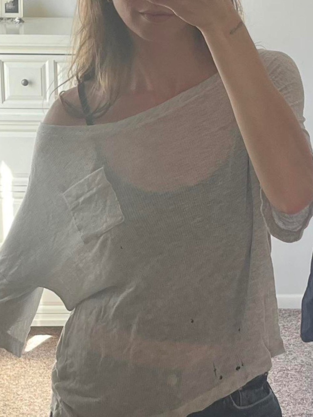 2008 vintage y2k ALEXANDER WANG sheer heather grey oversized t shirt
